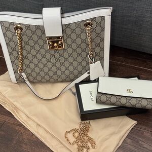 Design, designer inspired Gray and White Shoulder Bag and wallet.